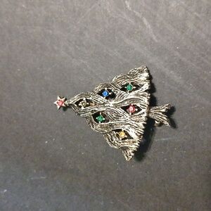 Jeweled Christmas tree brooch